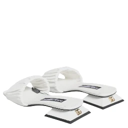 White Leather Slides Flats Sandals Shoes