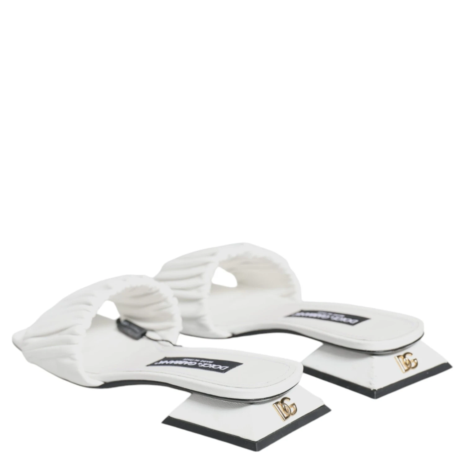 White Leather Slides Flats Sandals Shoes