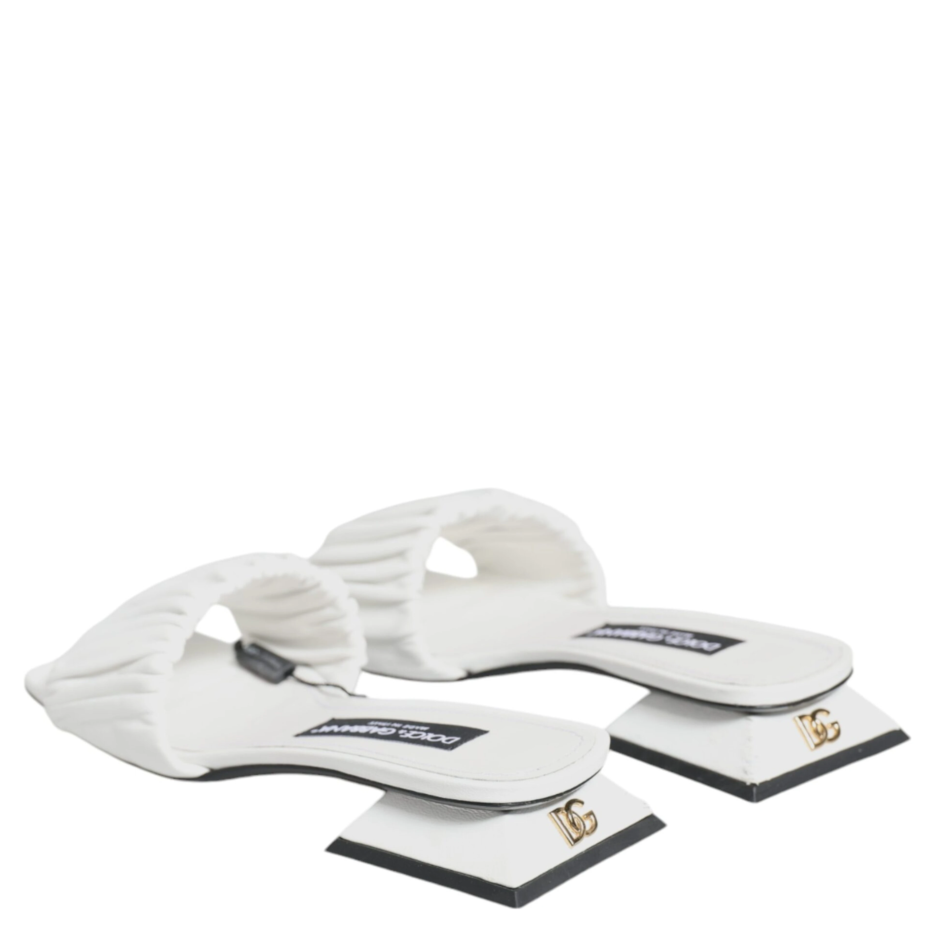 White Leather Slides Flats Sandals Shoes