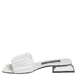 White Leather Slides Flats Sandals Shoes