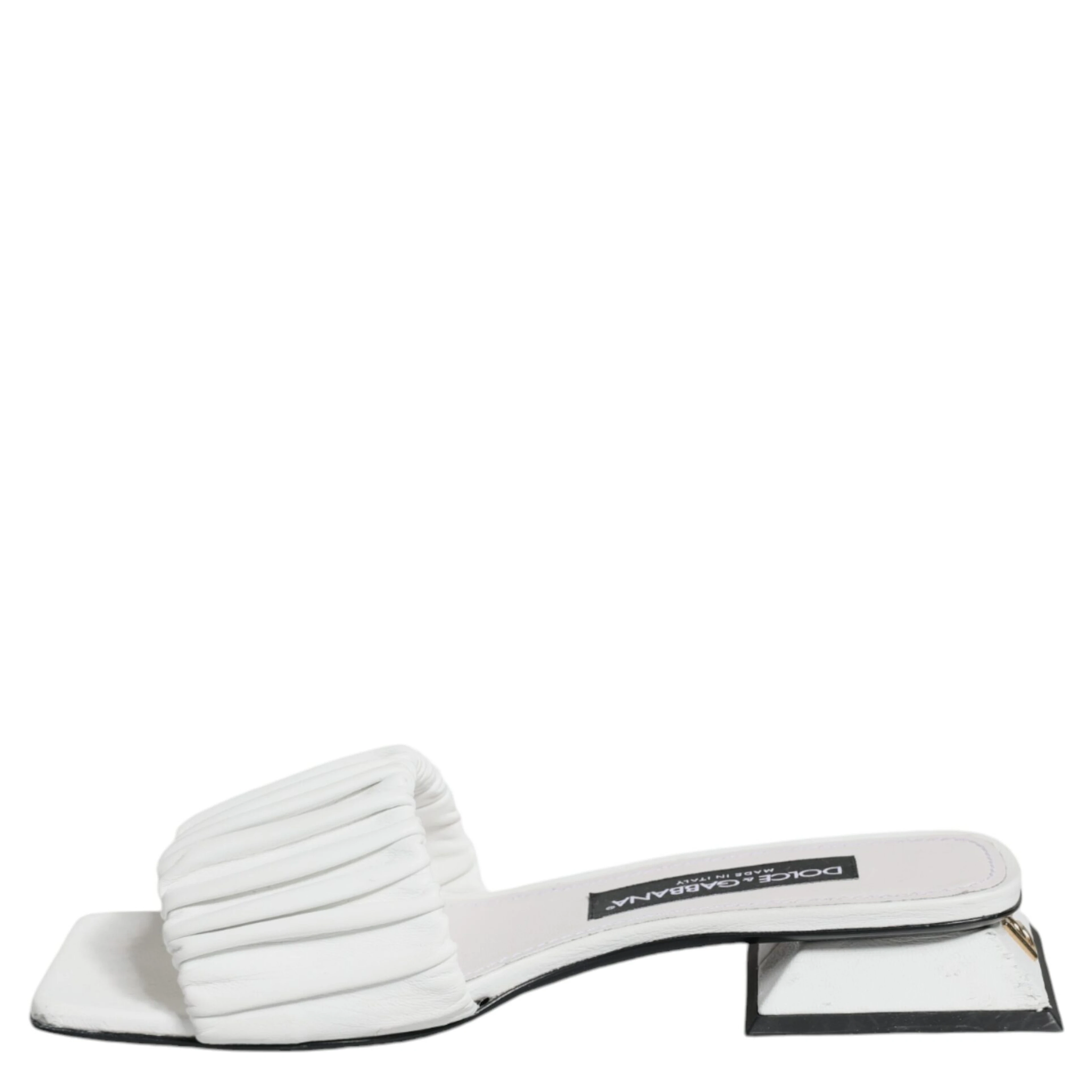 White Leather Slides Flats Sandals Shoes