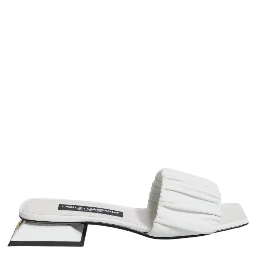 White Leather Slides Flats Sandals Shoes