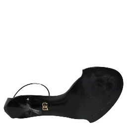 Black Keira Leather Faux Pearl Sandals Heels Shoes