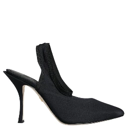 Black Jersey Stretch Heels Slingback Shoes