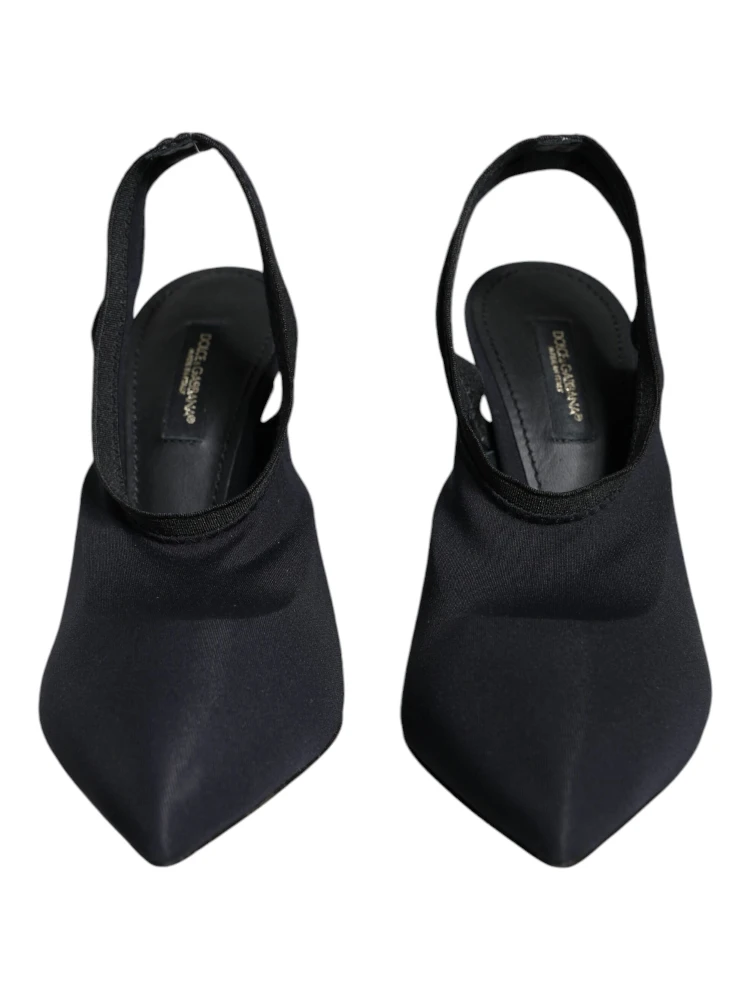 Black Jersey Stretch Heels Slingback Shoes alternative