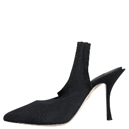 Black Jersey Stretch Heels Slingback Shoes