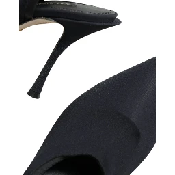 Black Jersey Stretch Heels Slingback Shoes