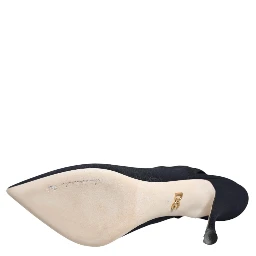 Black Jersey Stretch Heels Slingback Shoes