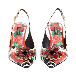 Multicolor Crystal Heels Slingback Shoes