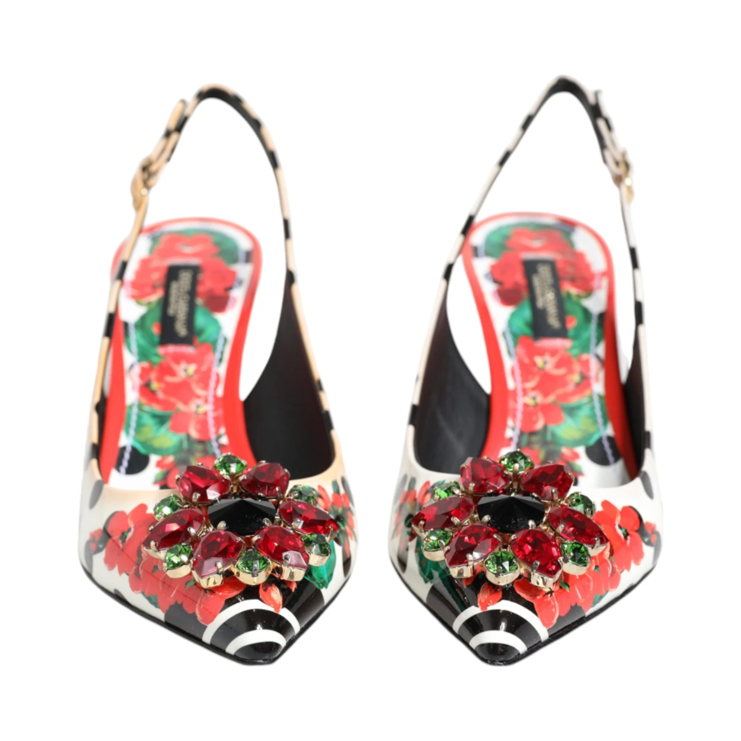 Multicolor Crystal Heels Slingback Shoes