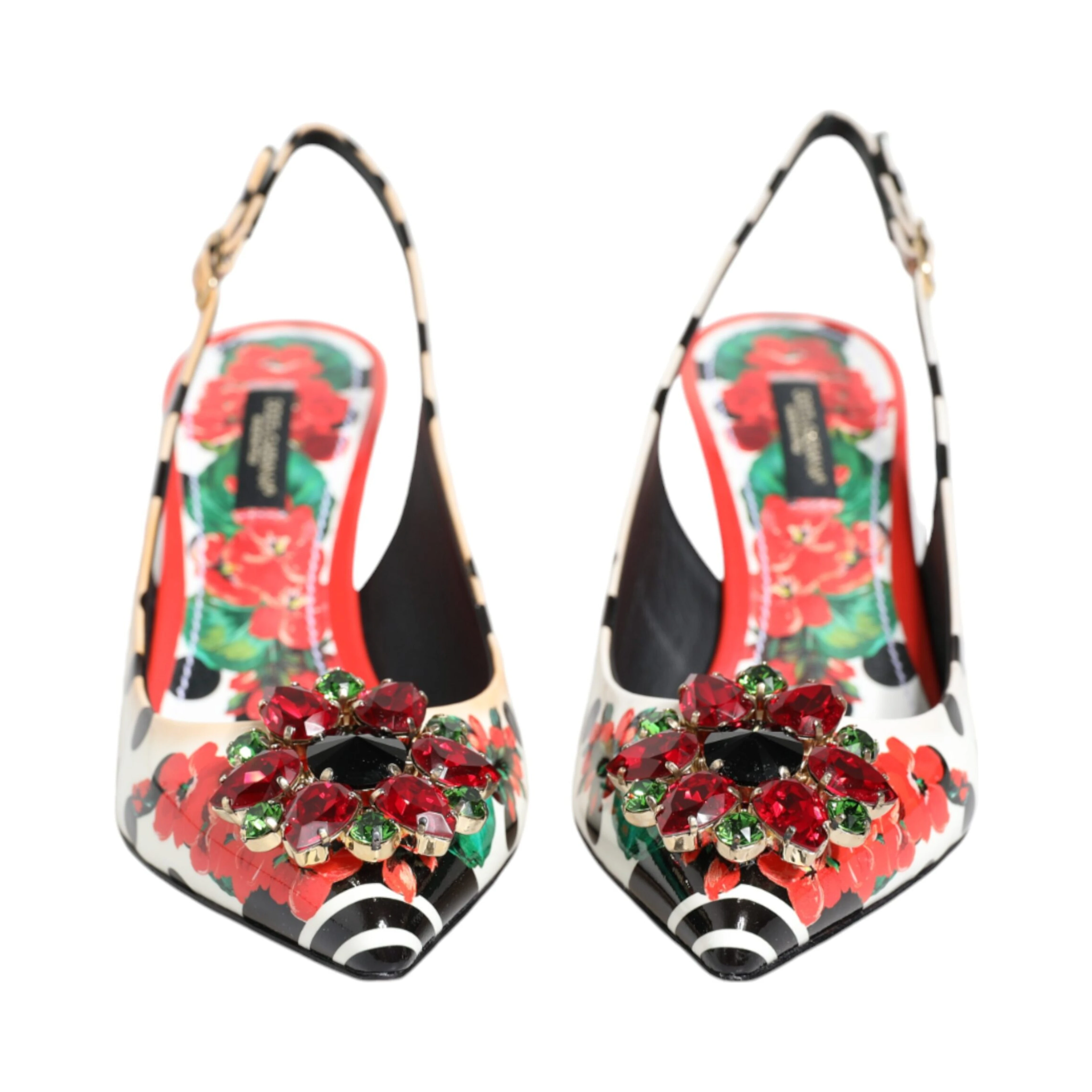 Multicolor Crystal Heels Slingback Shoes