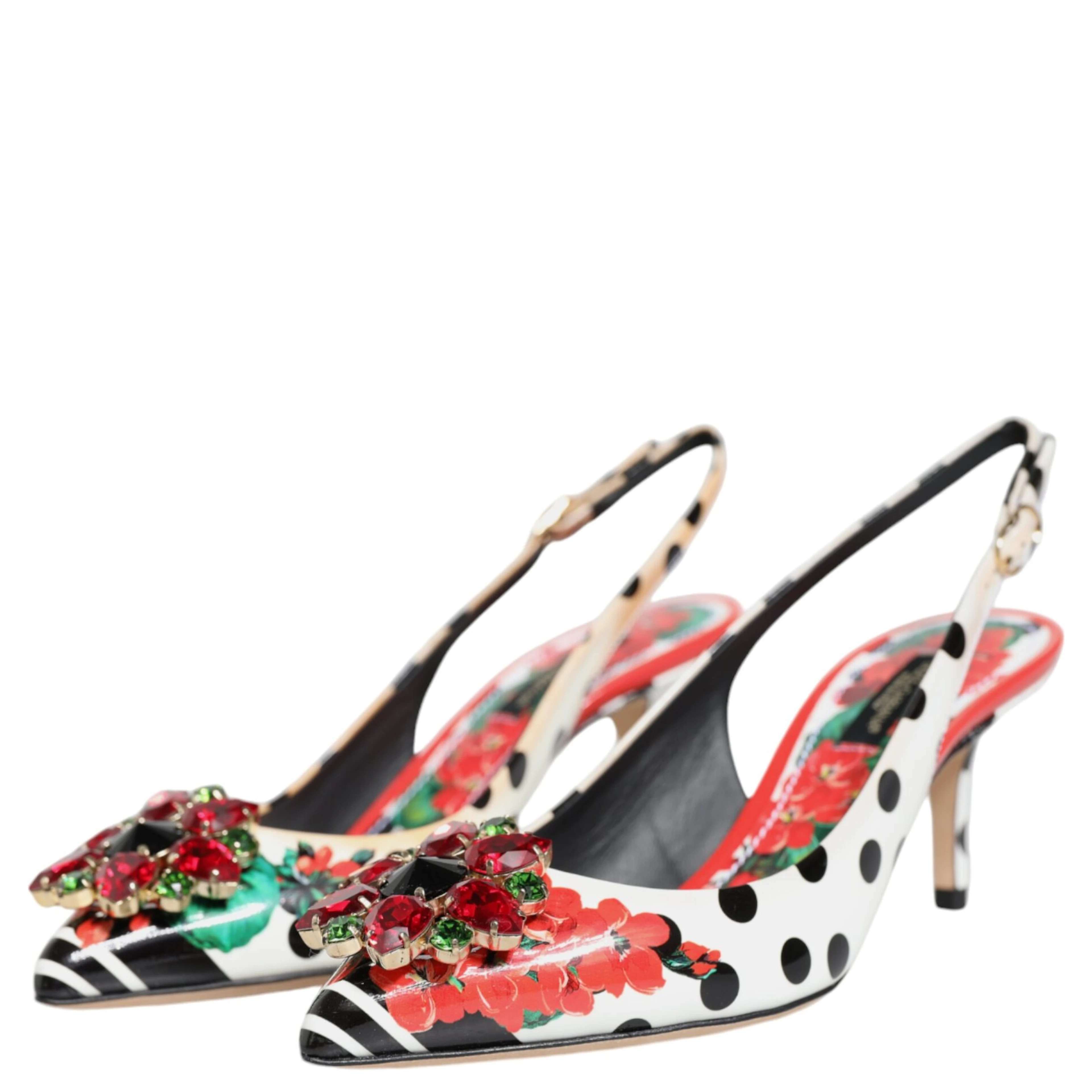 Multicolor Crystal Heels Slingback Shoes