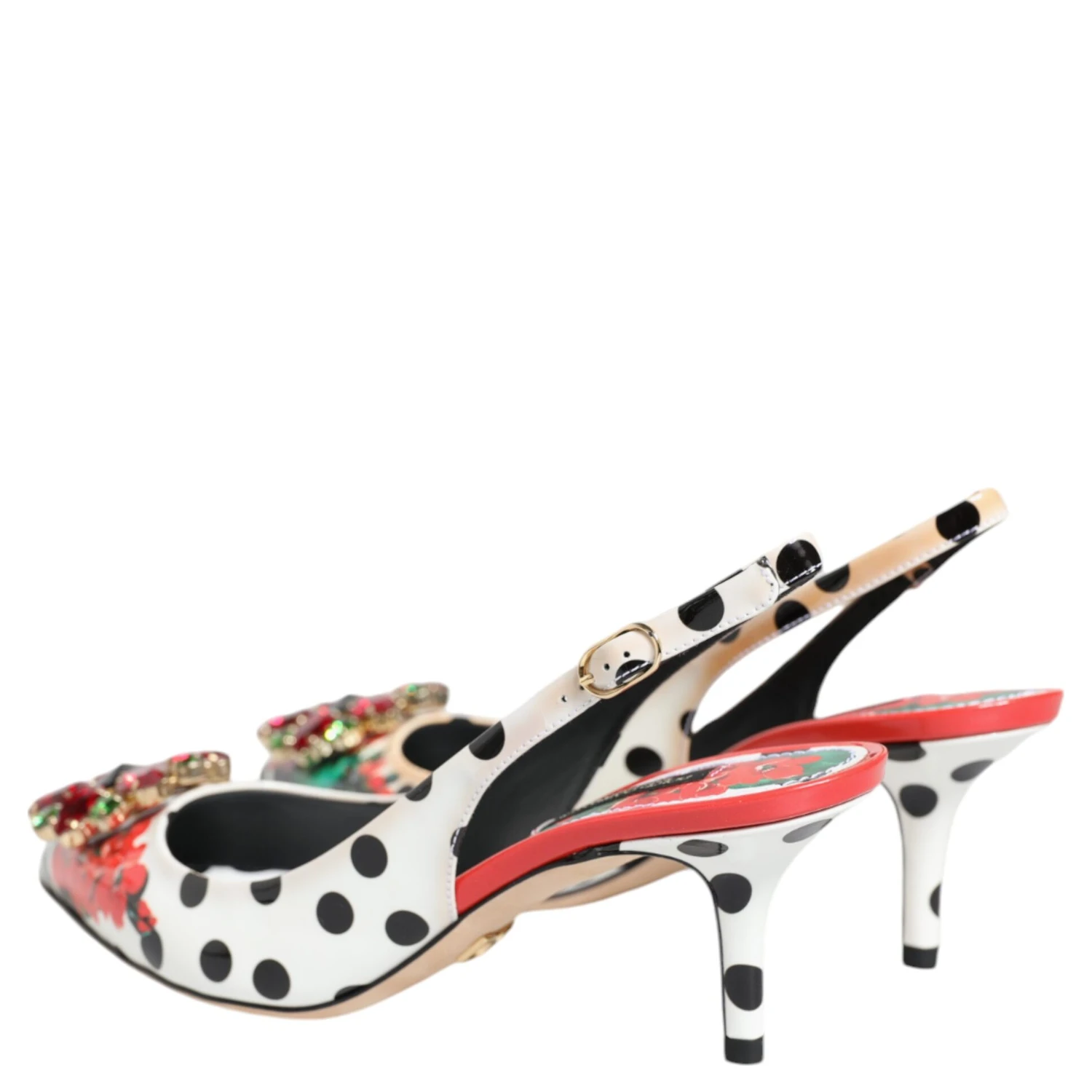 Multicolor Crystal Heels Slingback Shoes