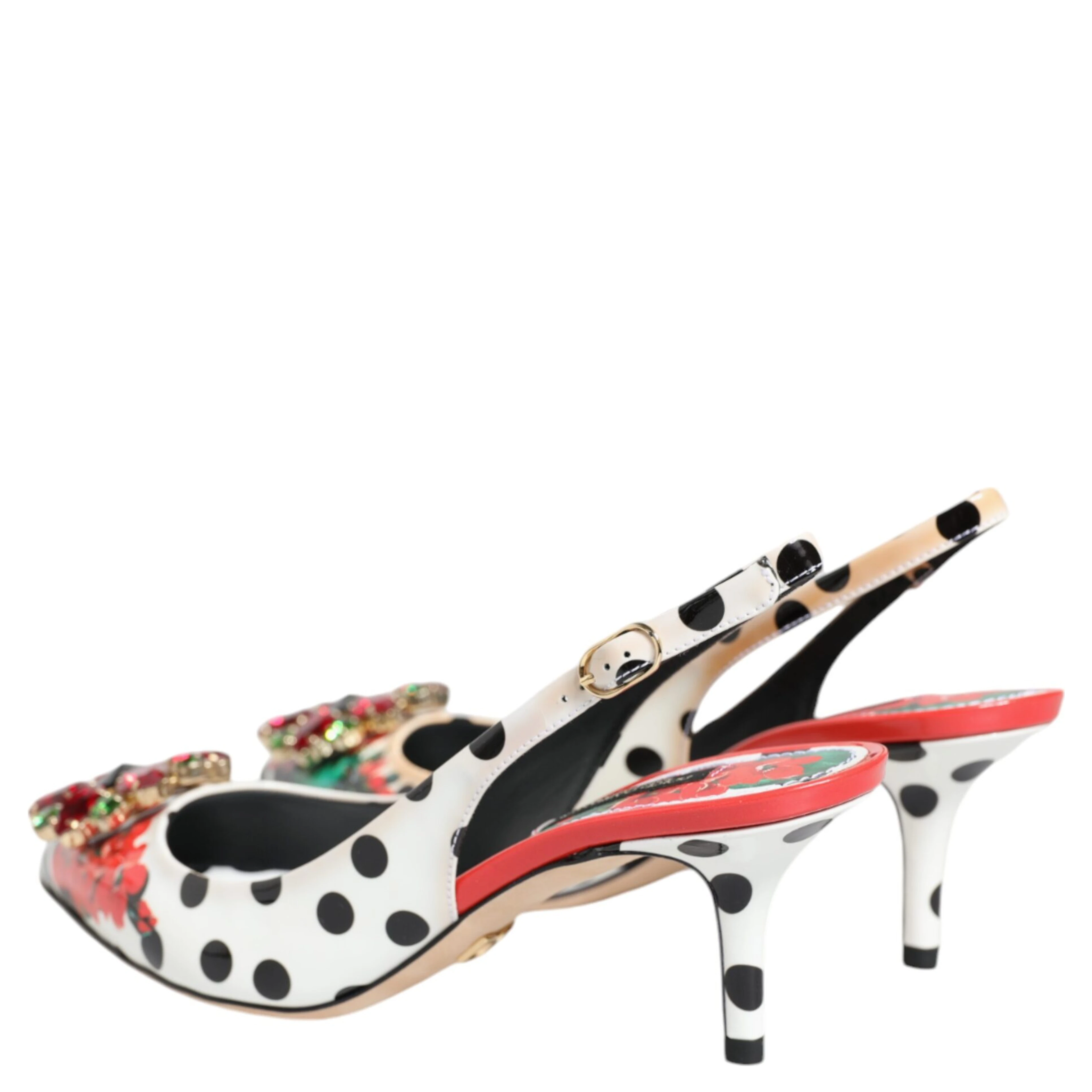 Multicolor Crystal Heels Slingback Shoes