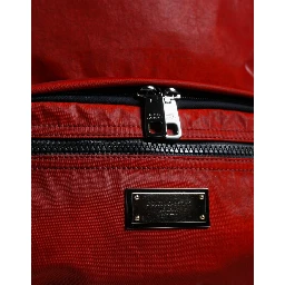 Red Patent Leather Logo Plaque Backpack Bag