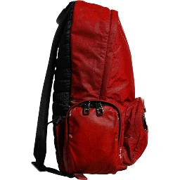 Red Patent Leather Logo Plaque Backpack Bag
