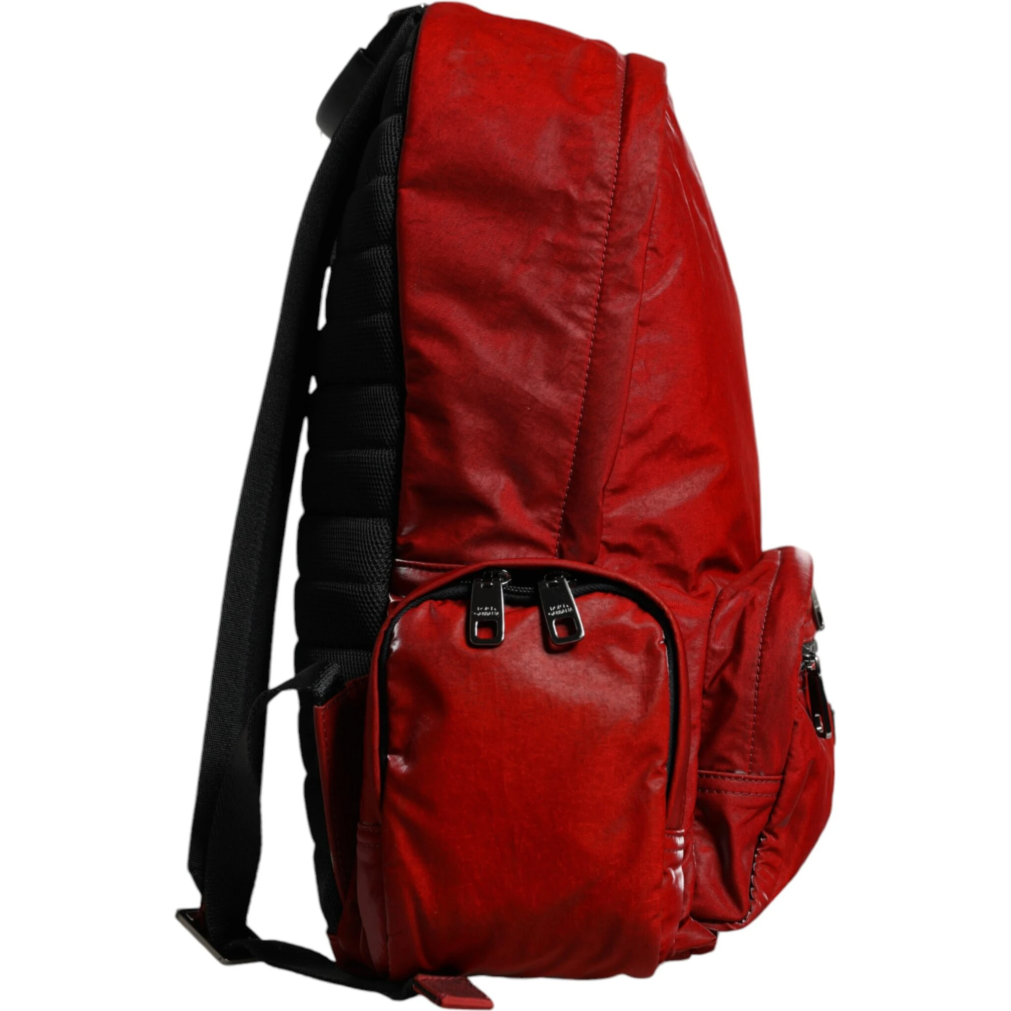 Red Patent Leather Logo Plaque Backpack Bag