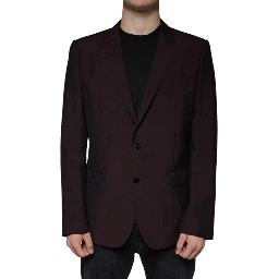 Bordeaux Wool Single Breasted Dress Blazer