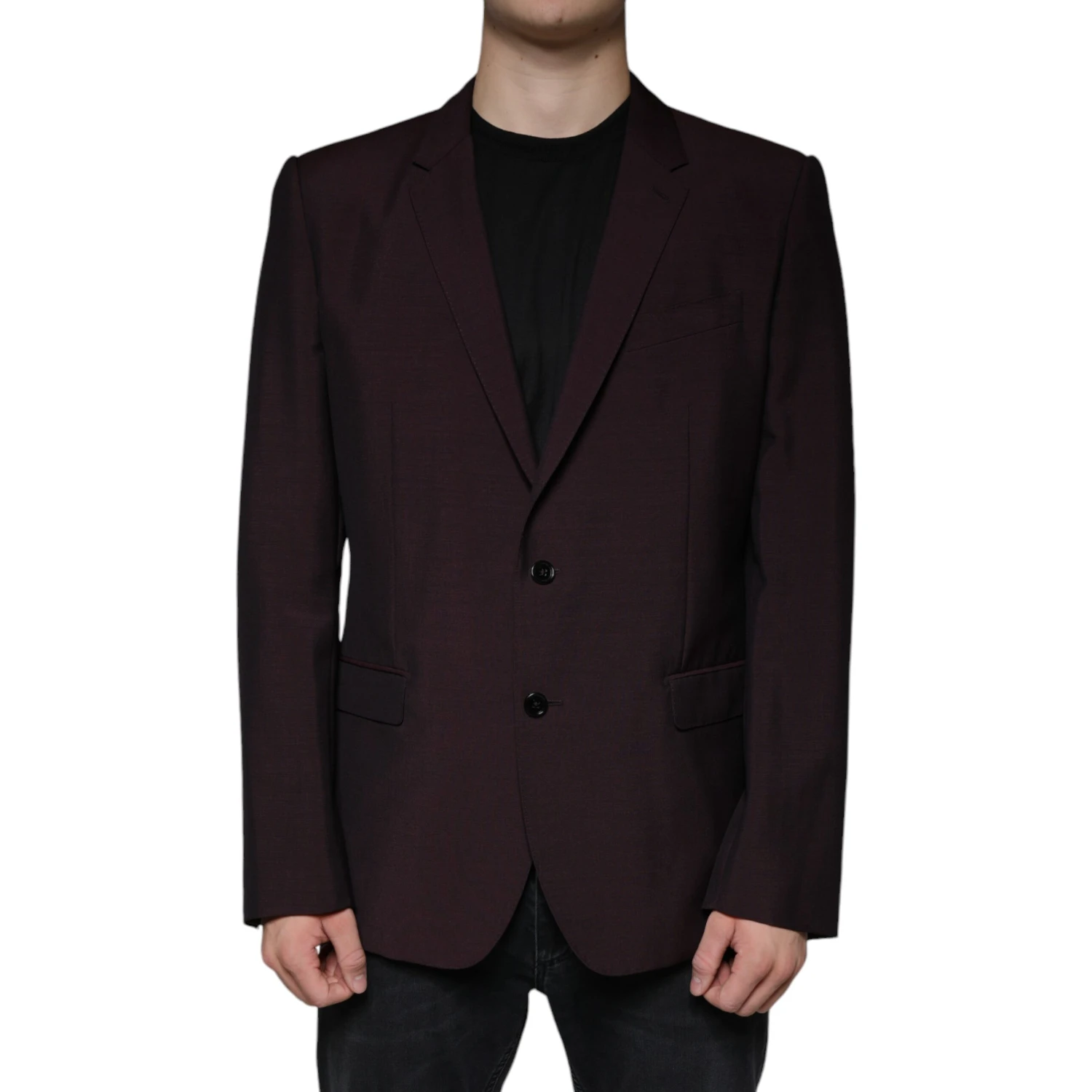 Bordeaux Wool Single Breasted Dress Blazer