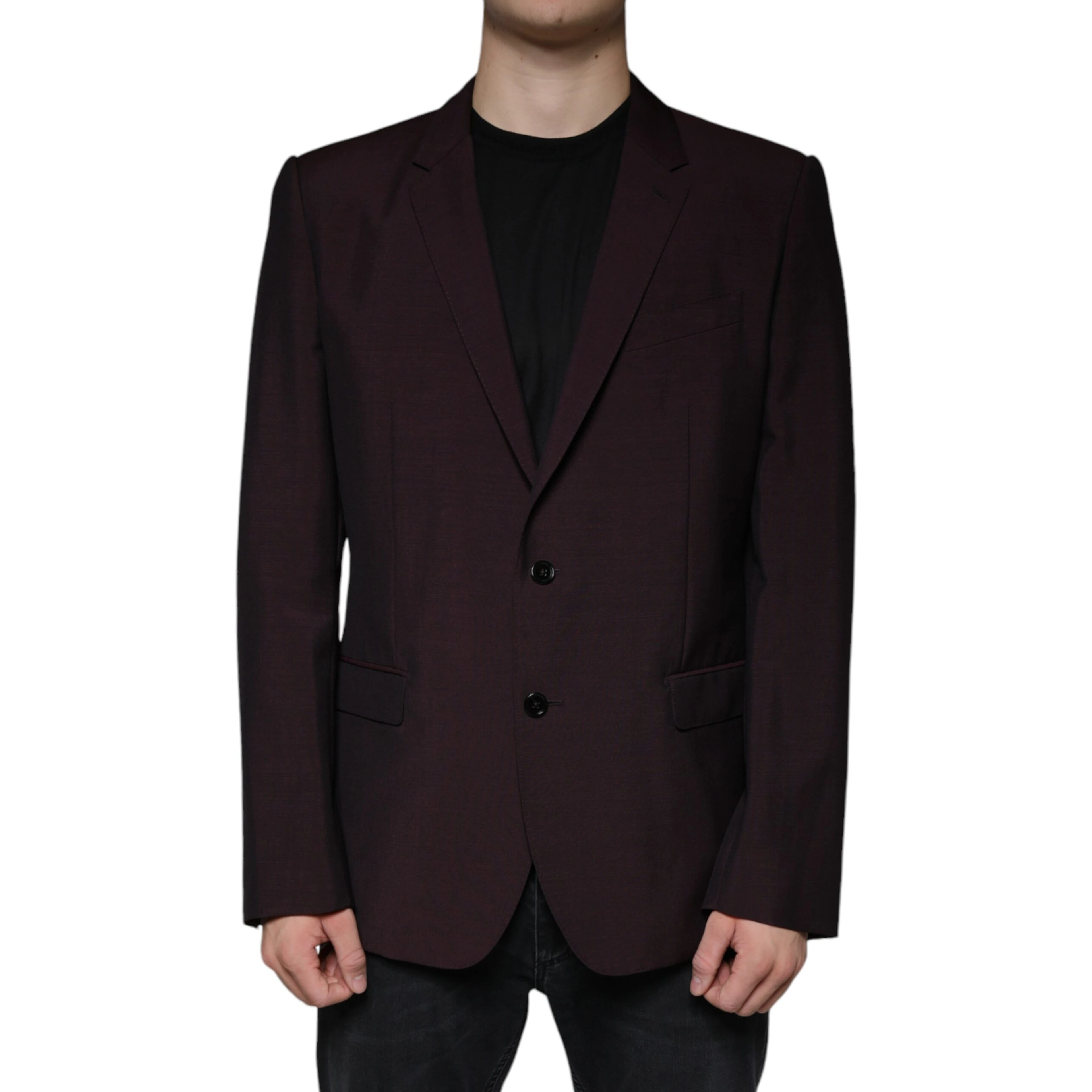 Bordeaux Wool Single Breasted Dress Blazer