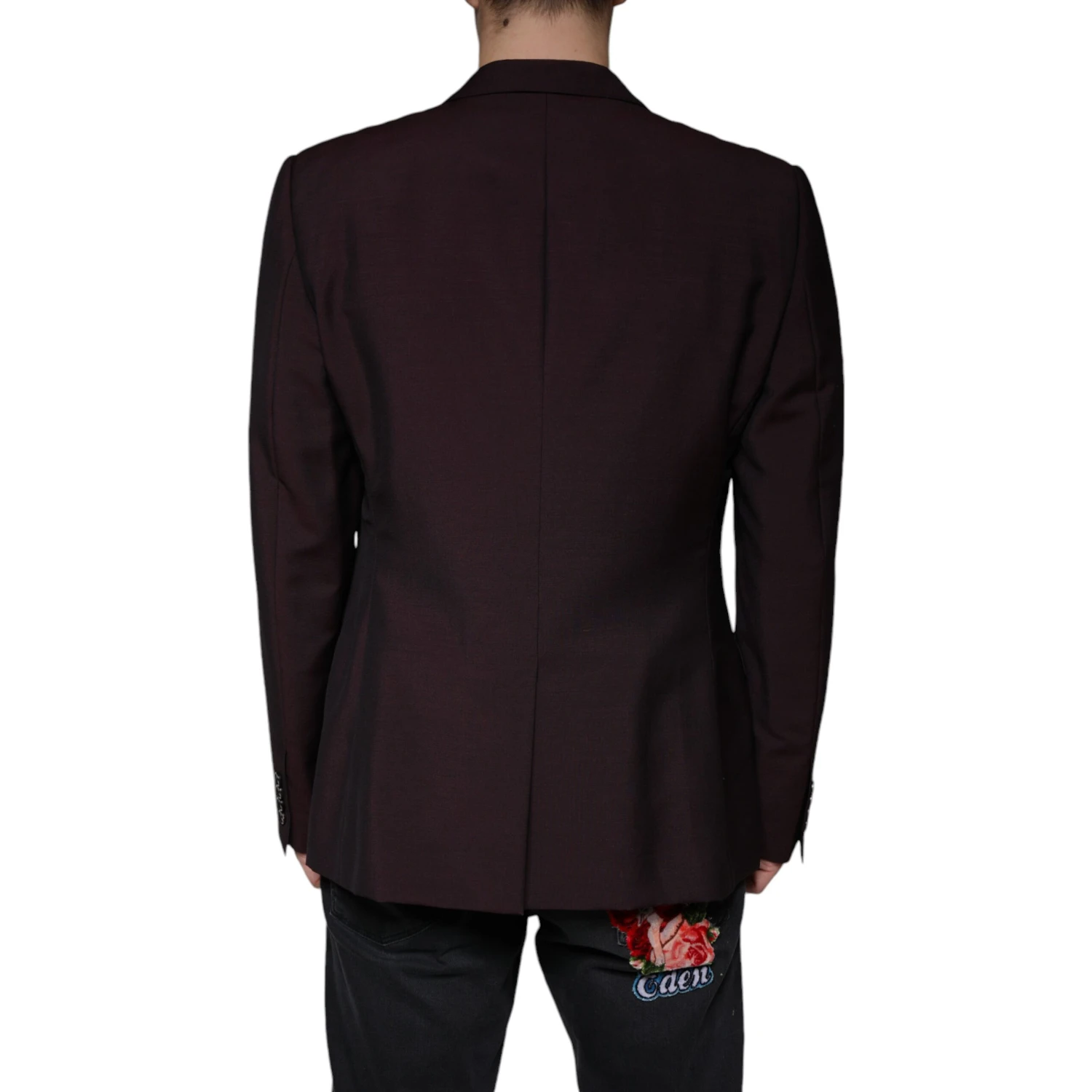 Bordeaux Wool Single Breasted Dress Blazer