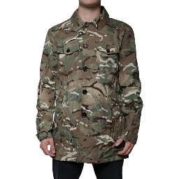 Multicolor Camouflage Collared Coat Jacket