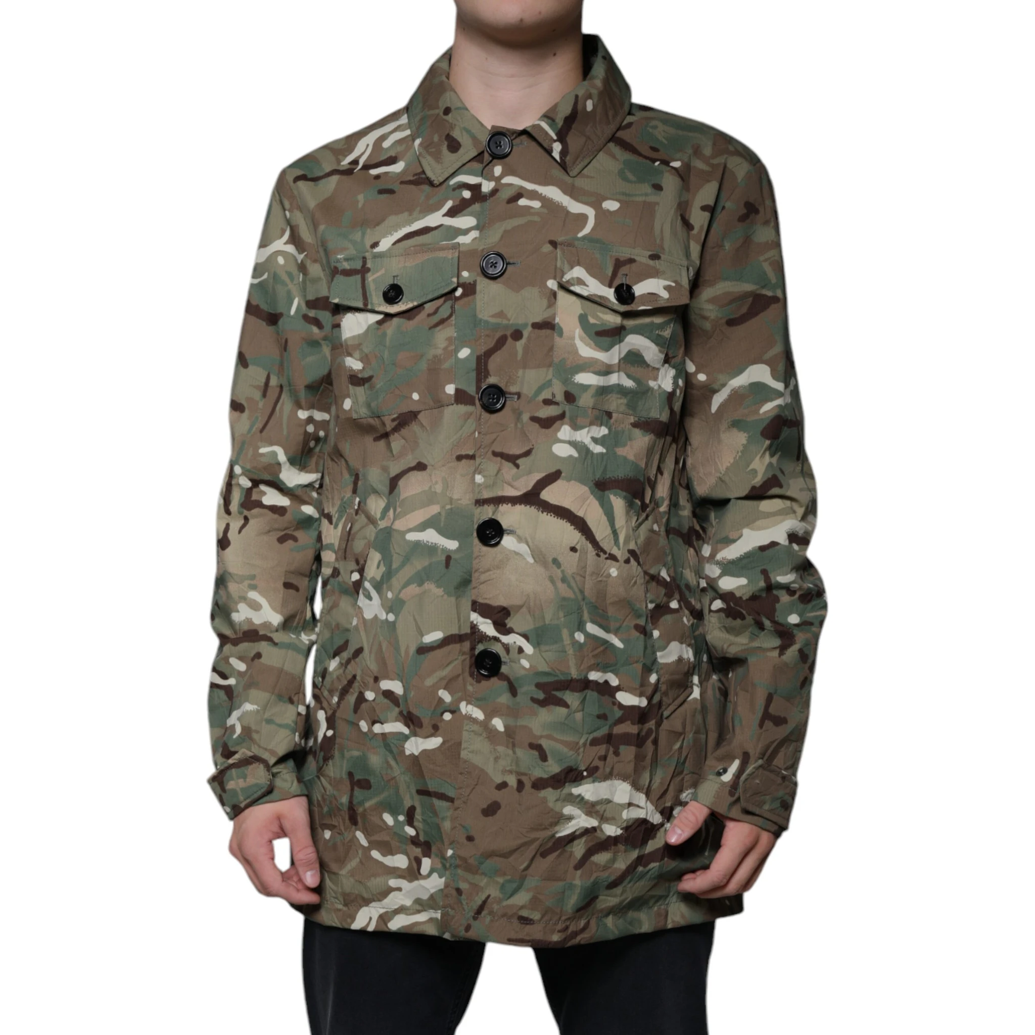Multicolor Camouflage Collared Coat Jacket