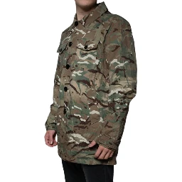 Multicolor Camouflage Collared Coat Jacket