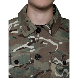 Multicolor Camouflage Collared Coat Jacket