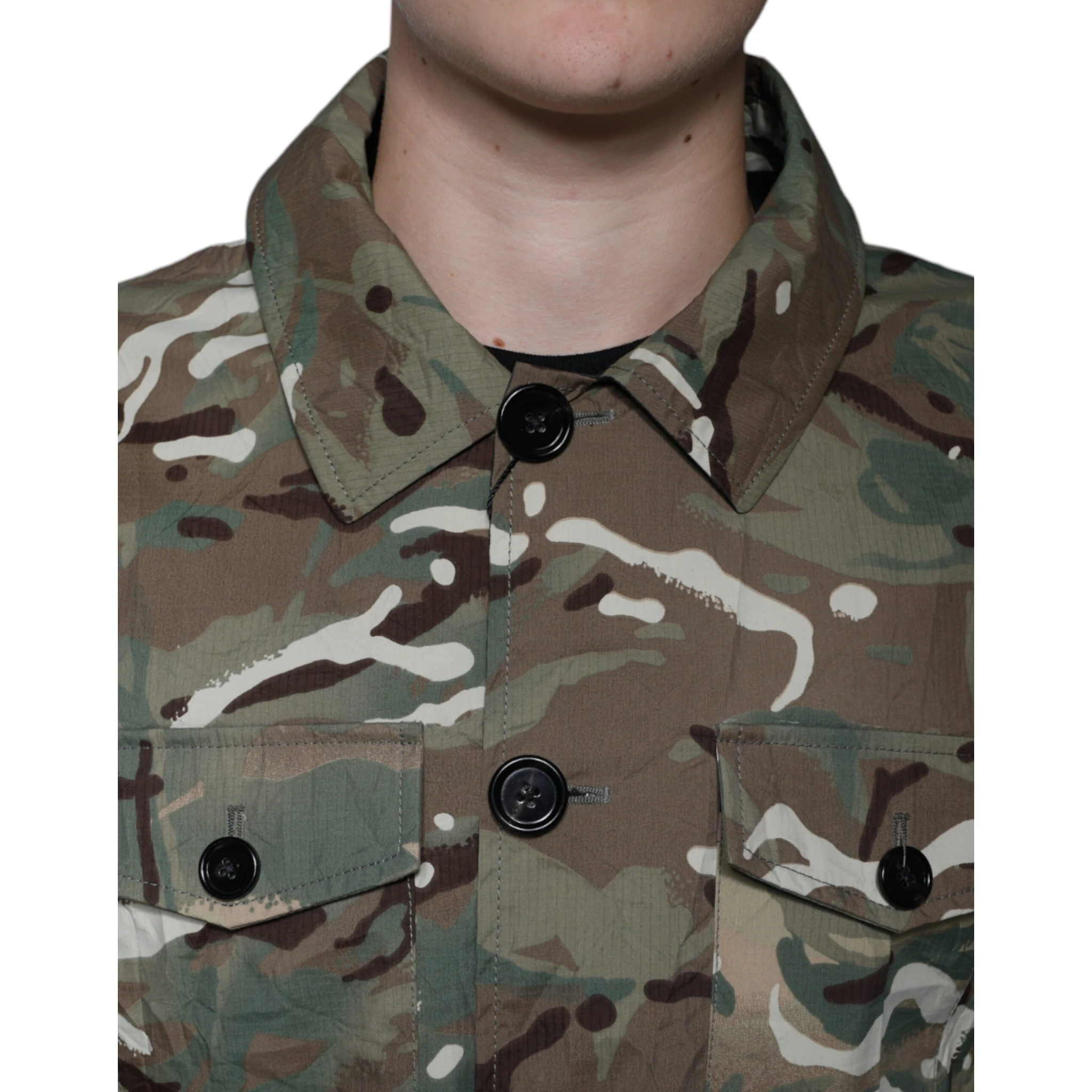 Multicolor Camouflage Collared Coat Jacket