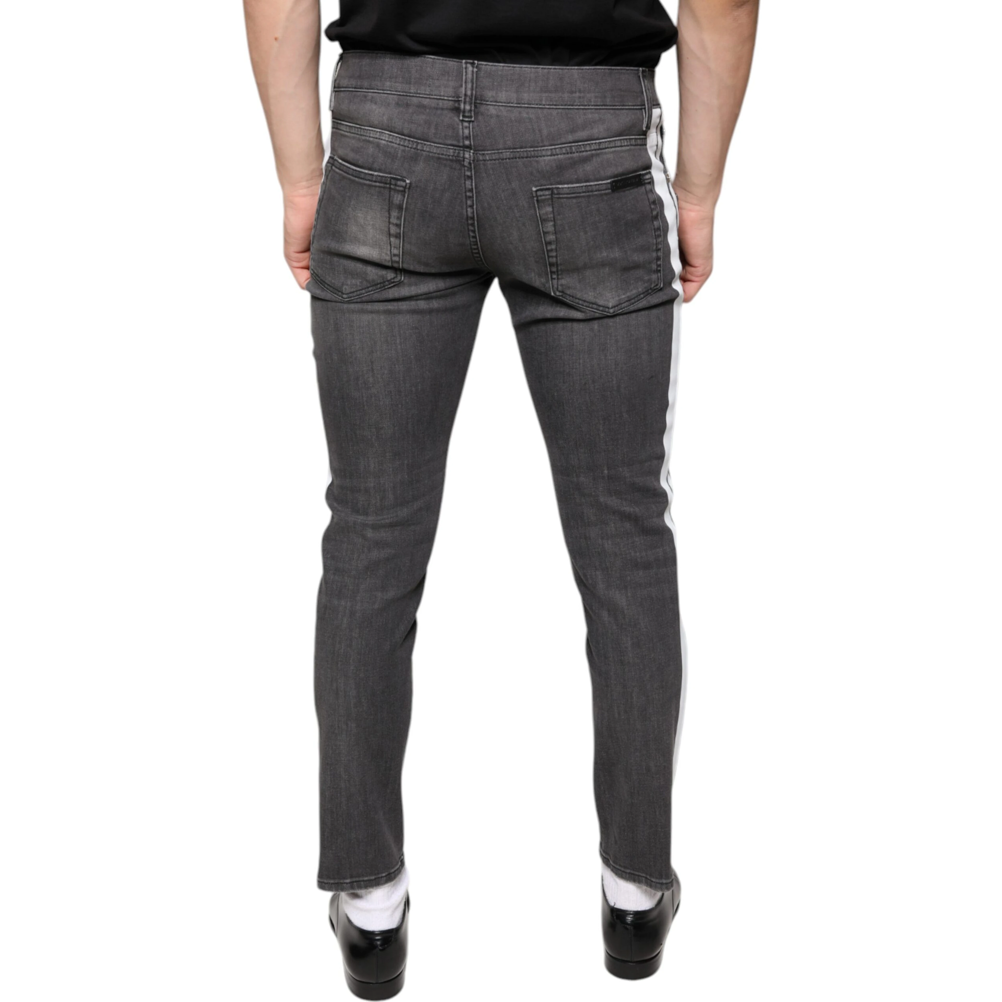 Black Tattered Cotton Skinny Men Denim Jeans