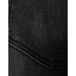 Black Tattered Cotton Skinny Men Denim Jeans