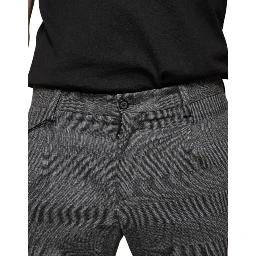 Gray Check Tartan Wool Skinny Pants