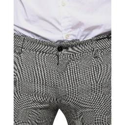 Gray Check Tartan Wool Skinny Pants