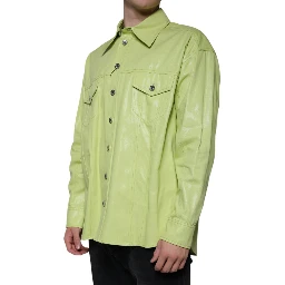 Green Cotton Collared Men Button Down Shirt