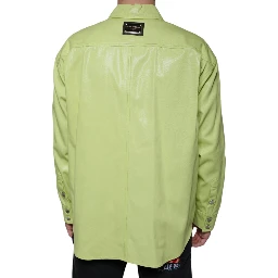Green Cotton Collared Men Button Down Shirt
