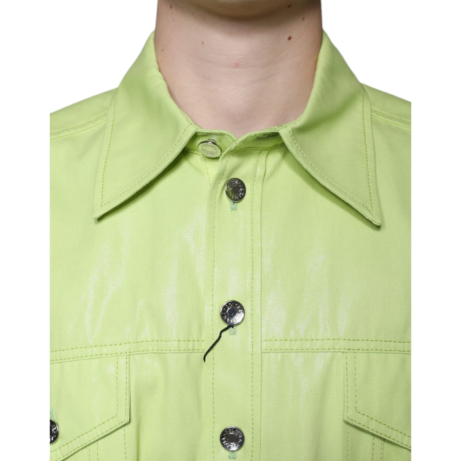 Green Cotton Collared Men Button Down Shirt