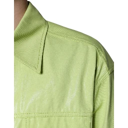 Green Cotton Collared Men Button Down Shirt