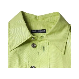 Green Cotton Collared Men Button Down Shirt