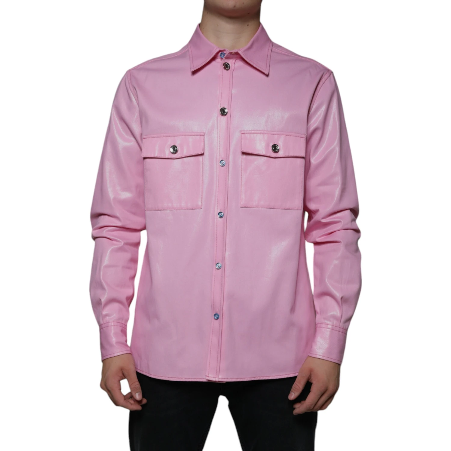 Pink Cotton Collared Button Down Shirt