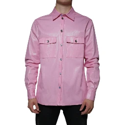 Pink Cotton Collared Button Down Shirt