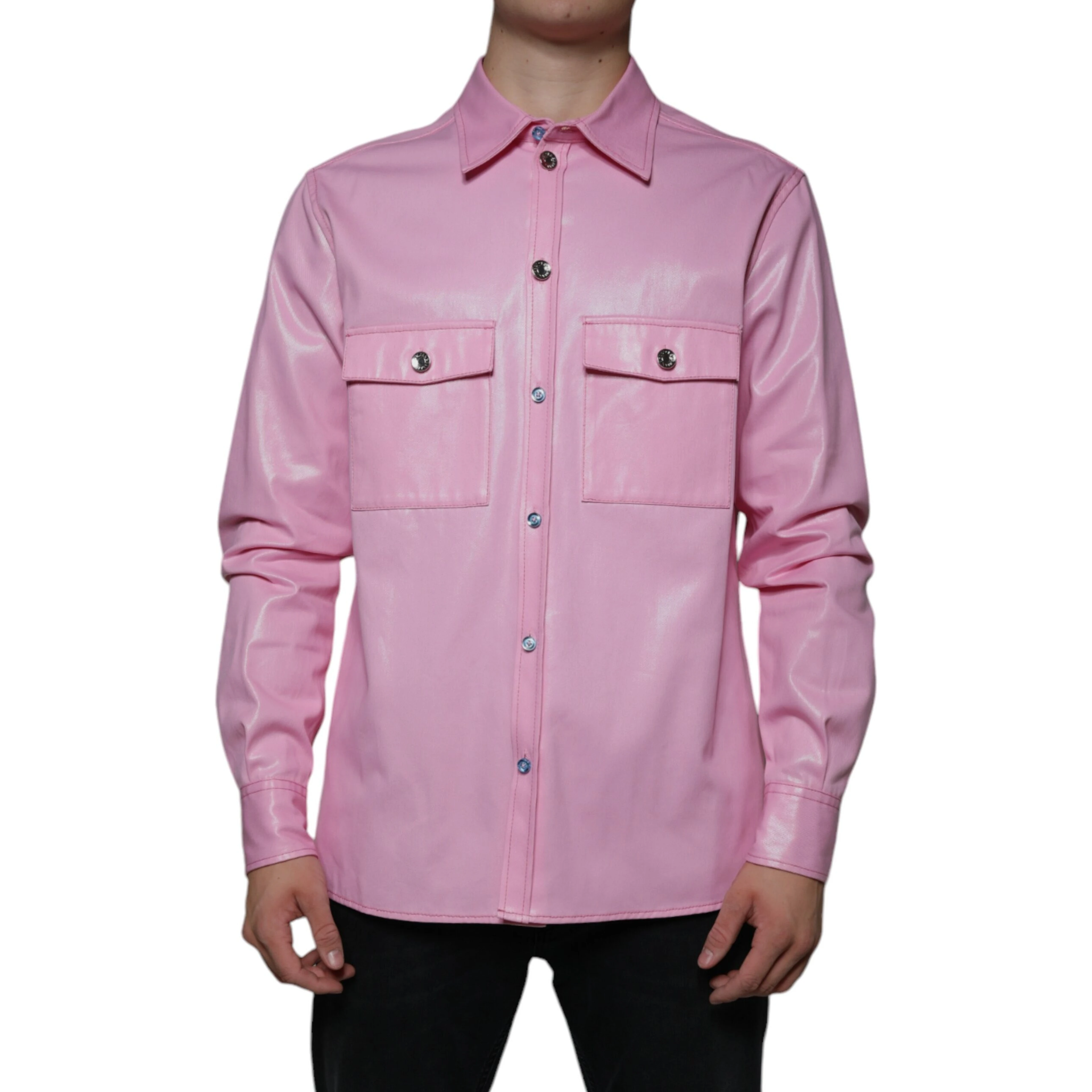 Pink Cotton Collared Button Down Shirt