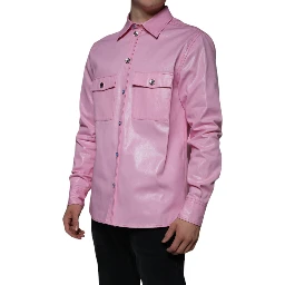 Pink Cotton Collared Button Down Shirt
