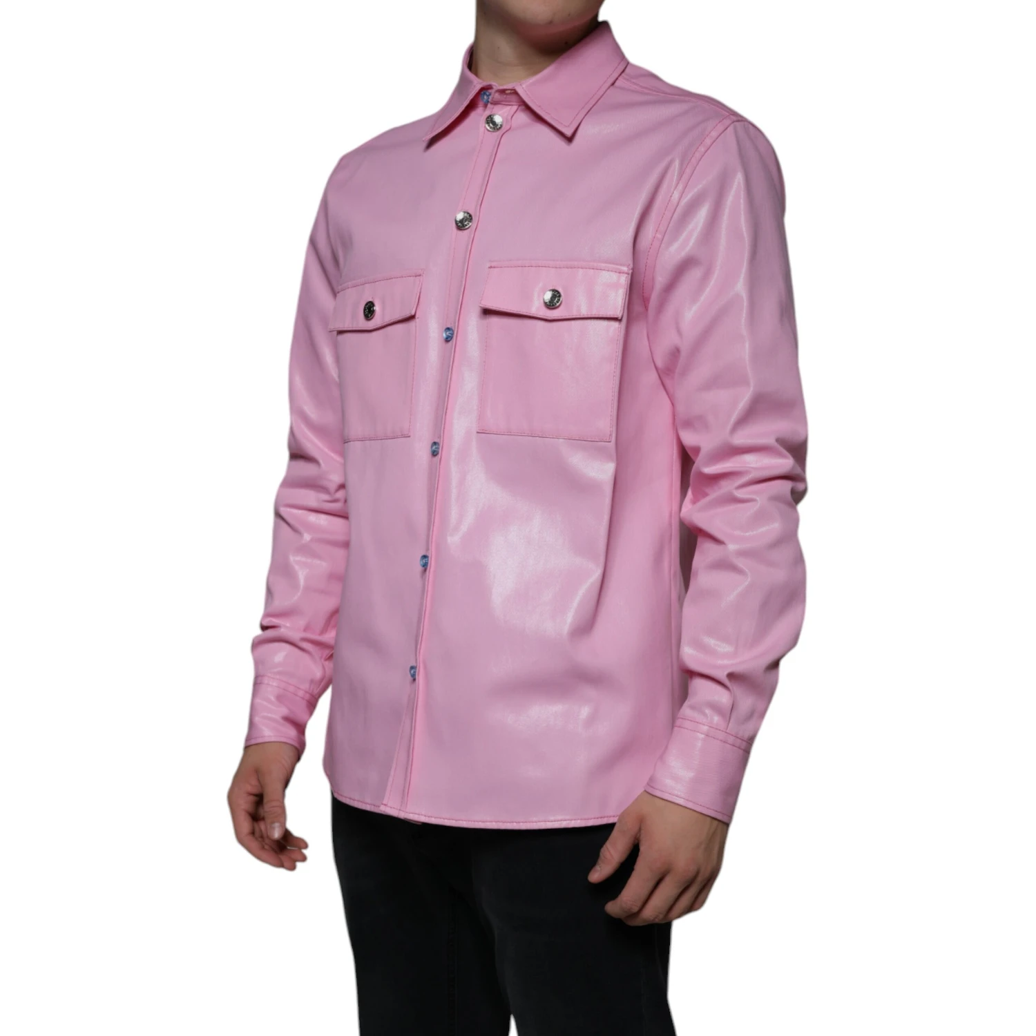 Pink Cotton Collared Button Down Shirt