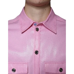 Pink Cotton Collared Button Down Shirt
