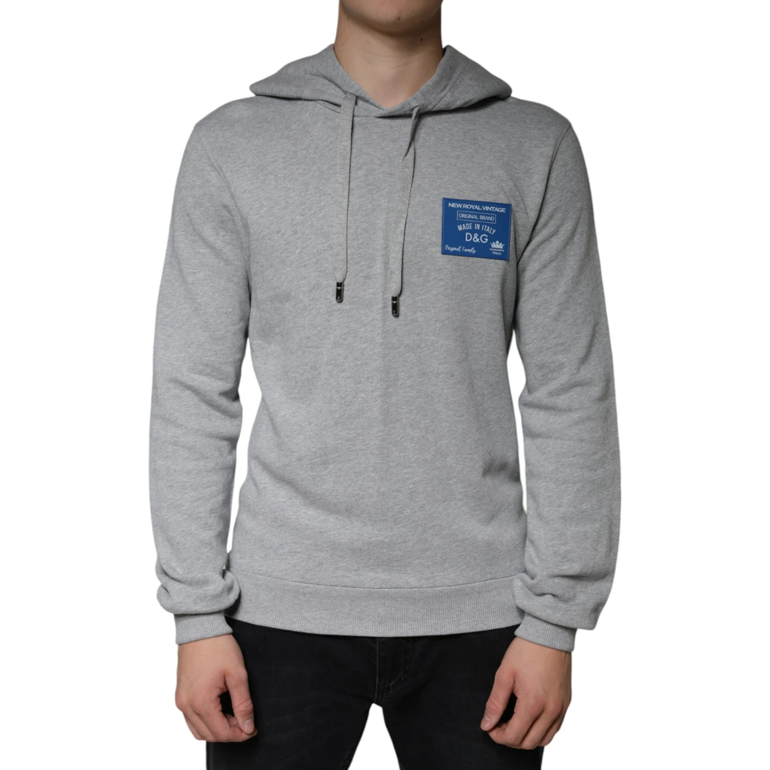 Gray Cotton Logo Hooded Sweatshirt Sweater