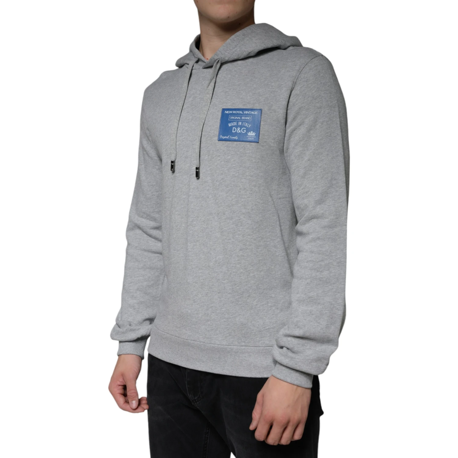 Gray Cotton Logo Hooded Sweatshirt Sweater