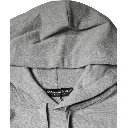 Gray Cotton Logo Hooded Sweatshirt Sweater