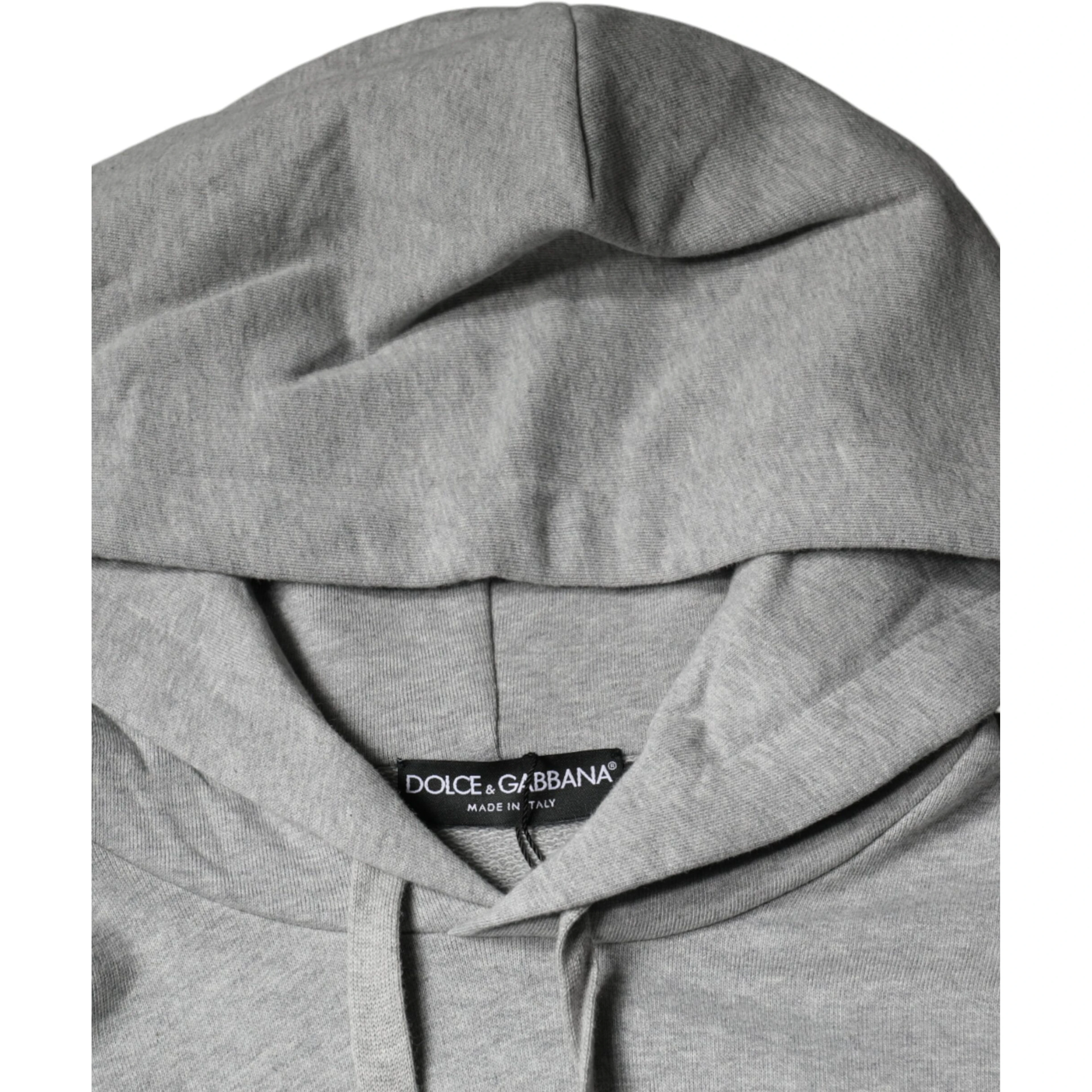 Gray Cotton Logo Hooded Sweatshirt Sweater
