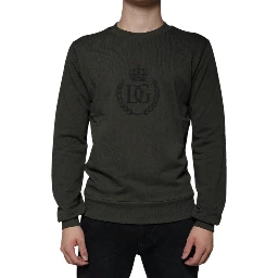 Army Green DG Crown Crew Neck Pullover Sweater